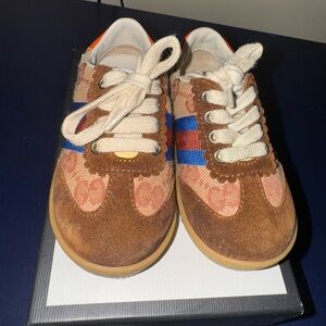 Kids Brown and Blue Gucci Sneakers